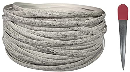 Feyart 8,5 mm 55 m hellgraues PE-Rattan-Reparaturset (inkl. Hebelwerkzeug) für Outdoor-Rattanmöbel, Kunststoffgeflechtmaterial mit Werkzeug zur Befestigung von Terrassenmöbeln