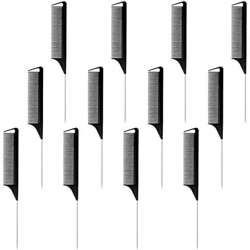 Haisheng 12PCS Hairdressing Combs Set, Black Anti-Static Tail Comb, Salon Hairdressing Comb Tail Comb Set for Women Men Barber