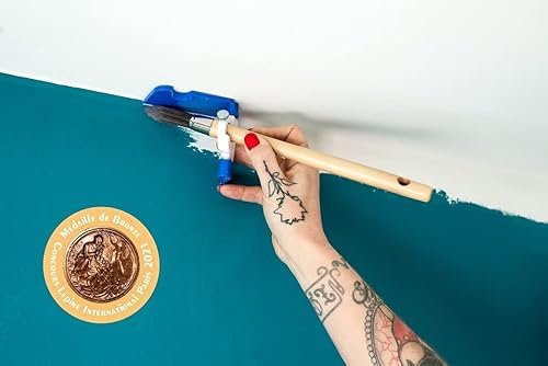 Applicateur Pinceau rechampir + Un adhesif Velours de masquage Rechange, Outil de Protection Contre débordement de Peinture Bleu