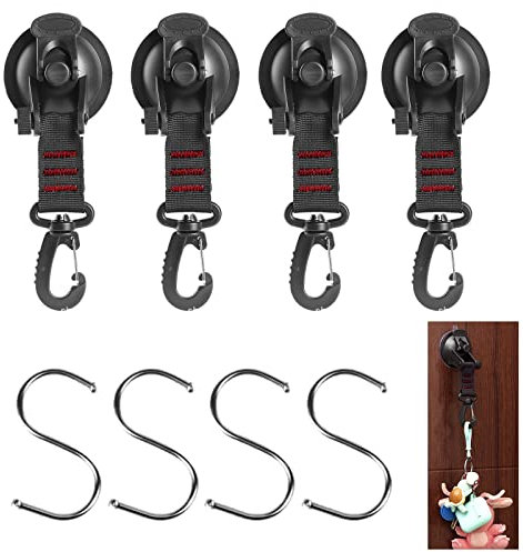 Esteopt Ventouse Multifonctionnel, Crochets À Ventouse Camping Ventouse 4 Pcs Ventouses d'ancrage Ancre À Ventouse pour Camping, Camping-Car, Maison, Atelier, Voiture