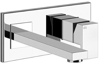 Gessi Rettangolo Set de finition Mitigeur monocommandé pour lavabo, bec fixe à gauche, pour corps dencastrement 44697, sans vidage, 44836, Coloris: Laiton brossé PVD
