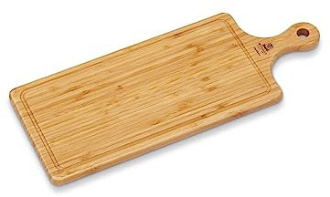 WILMAX - PLANCHE DE SERVICE LONGUE AVEC POIGNÉE 66 X 20 CM - Plateau en bois - en bambou- Planche à découper - Plateau à fromage - Cloche à fromage - Planchette pour le petit-déjeuner, de cuisine