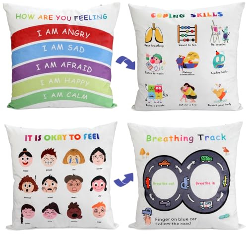 B BBPM Classroom Must Haves Throw Pillow Covers Set of 2 - Calming Corner School Counselor Office Mental Health Pillow Decor Calm Down Corner Items for Home Kids Dutch Velvet 18x18 Inch
