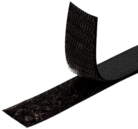 MARARDI Kardborreband [svart] Kardborreband för sömnad dubbelsidig [5 meter x 25 mm] Krok och slinga [INTE lim] extra starka och hållbara ränder för kläder, pyssel, gör-det-själv