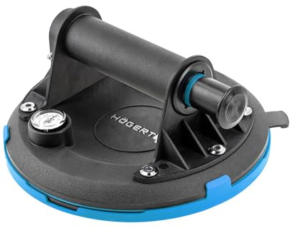 Högert Technik - Tazza a mano da 200 mm con manometro | Carico massimo: 190 kg | Aspiratore manuale | Ventosa resistente | La ventosa viene utilizzata per il trasporto di vetri della finestra, oggetti