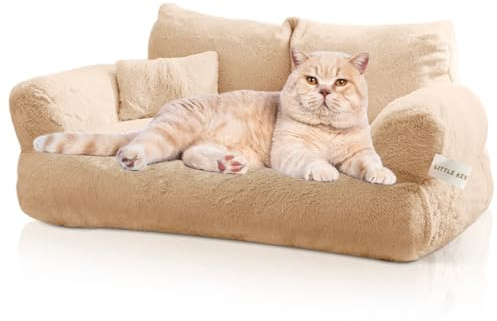 Sofá cama para mascotas, sofá para gatos y perros, lavable, calmante, tamaño pequeño