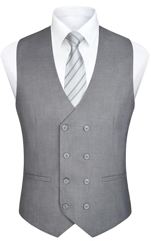 Enlision Herr Dubbelknäppt V-hals Slim Fit Kostym Väst Casual Formell Business Klänning Väst
