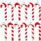 MIJOMA 12er Set Glas-Zuckerstangen, Christbaumschmuck in Rot/Weiß/Silber, Klassisch Diagonal Gestreift, Weihnachtsanhänger mit Charme, 11x4 cm