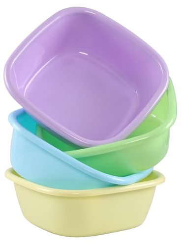 Lasbily 8 L Plastic Washing Up Bowl, Set of 4 Small Colored Wash Basin Tub