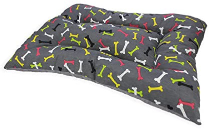 Acomoda Textil – Cama para Perros de Tela, Cama Perros Reversible y Lavable. Colchoneta Mascotas para Transportín y Hogar. (50x70, Huesos)