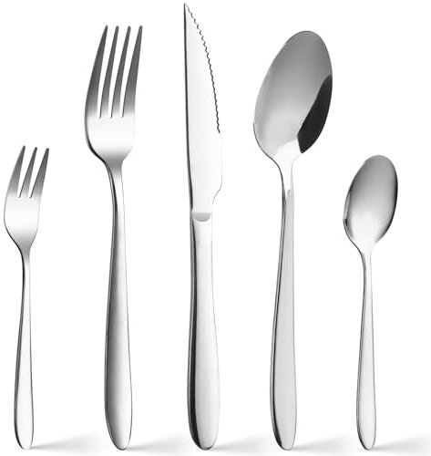 SWISON Set di posate 30 pezzi servizo per 6 persone, Posate da tavola in acciaio inox, con coltello e forchetta cucchiaio