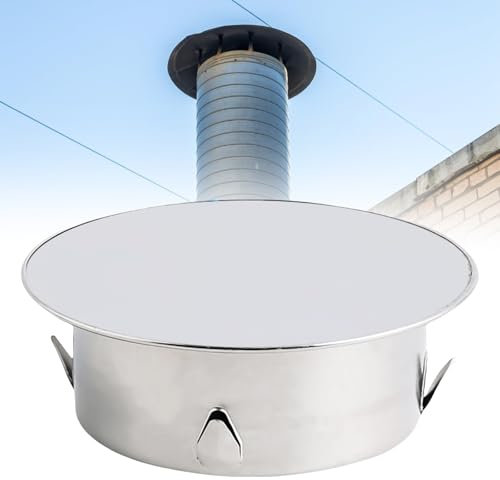 Coperchio per foro per camino, copertura per tubo di fumo, diametro 125 mm, copertura per tubo di fumo, copertura per tubo di fumo, in acciaio inox, coperchio per rivestimento da parete, coperchio per