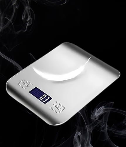 Digital Kitchen Scales Up to 10kg Food Scale with stainless steel Platform Electronic Cooking with Backlit LCD Display Multifunction for Home Office Use (1g to 10kg)