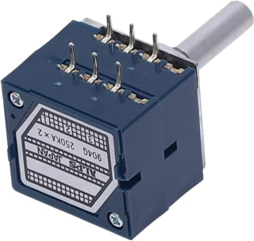Drehpotentiometer, Potentiometer 10K 20K 50K 100K 250K 500K ALPS RK27 Lautstärkepotentiometer Dual 10~500KAX2 Schlitzdrehschalter 6Ppin(10k)