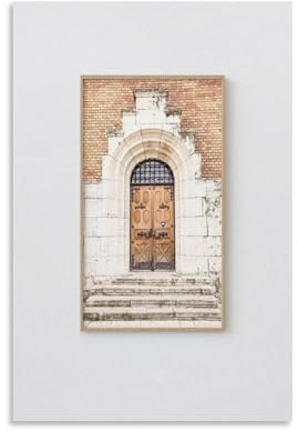 XYSWDD Stampa su tela marrone con vista sulla città, motivo paesaggio sulla porta, decorazione artistica da parete, per casa, bar, ristorante, garage, caffetteria, idea regalo, 20 x 30 cm