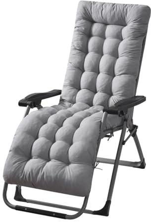 Hixingo Cojin Tumbona con Respaldo, Suave y Cómodo Cojines para Tumbonas de Jardín Colchoneta Hamaca Jardin Antideslizante para Tumbonas, Sillas y Mecedora (170 * 53 * 8cm,Gris)