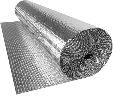 VANCHEMO Lámina aislante de 0,6 x 10 m, lámina aislante para techo, doble lámina de aluminio para acolchado de aire, lana aislante contra el frío, 3-4 mm de grosor, lámina aislante para radiadores