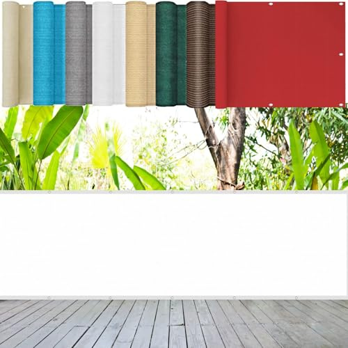 Pantalla de Balcón 95 x 800 cm 220G/M² Densidad HDPE UV Protección Transpirable, Fácil Instalación Pantalla HDPE para Balcón para Jardín, Vayas O Piscina, Blanco