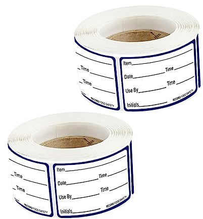 Veemoon 2 Rolls Food Date Labels Writable Stickers for Freezer Storage Adhesive Date Markers for Jars Containers Pantry Use for Home Restaurant Food Tracking