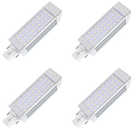 4 unidades barco tipo LED G24 lámpara fluorescente luz blanca natural lámpara G24 de aluminio giratorio 2-Pins LED CFL/CFL,7 W, 700LM CFL de 18 W equivalente, Blanco Frío,6500 K