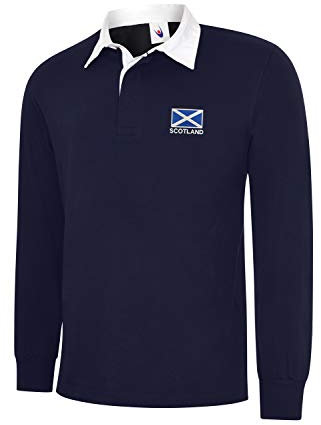 Uneek clothing Rugby-Shirts mit Schottland-Flagge, langärmelig, 6 Nationen Rugby, marineblau, L