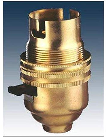 K M Electronics® Brass Switched LAMP Light Bulb Holder BC Bayonet Cap 10MM Screw Thread