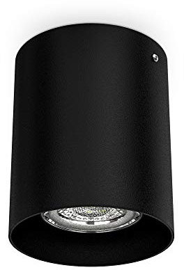 B.K.Licht Faretto da soffitto, attacco per lampadina GU10 non inclusa, Lampada da soffitto rotonda, diametro 8cm, metallo colore nero, Plafoniera per cucina, entrata, corridoio, scale 230V IP20