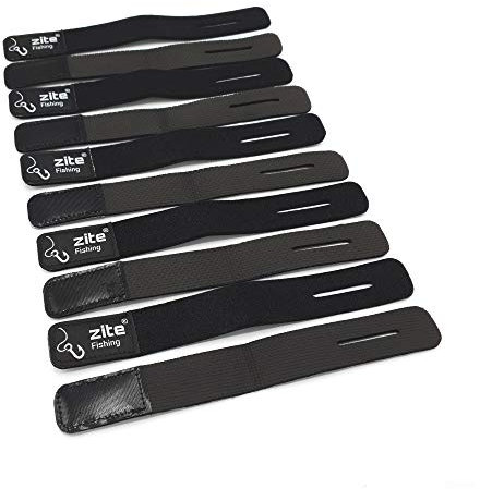 Zite Fishing Ruten-Bänder Set - 10 Stück Hochwertiges Neopren Ruten-Band für Angelruten - Ruten-Klettband 25x3cm