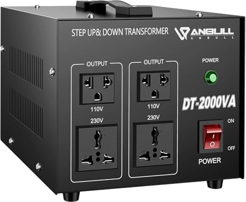 Anbull Convertisseur de tension DT- 2000 VA Transformateur toroïdal, 110V⇄230V, convertisseur élévateur/abaisseur