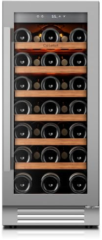 Ca'Lefort 15 Inch Wine Fridge, 33 Bottle Wine Cooler Refrigerator, 40-65°F Wine Refrigerator Glass Door, 3 LED Wine Fridge, Built-in or Freestanding Fridge for Home/Bar/Kitchen (3.0 cu.ft)