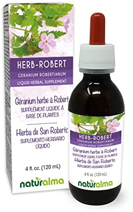Naturalma Herb Robert (Geranium robertianum) herb with Flowers Alcohol-Free Tincture - 4 fl oz Liquid Extract in Drops - Herbal Supplement - Vegan