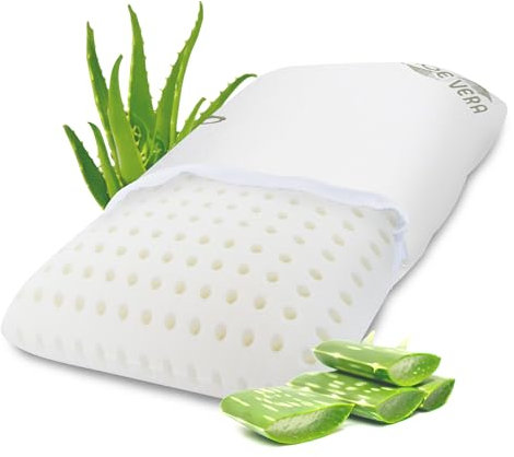 MaxxGoods orthopädisches Nackenstützkissen aus Visco Gelschaum & Aloe Vera Bezug - Kopfkissen Atmungsaktiv, Schlafkissen für HWS Unterstützung & Nackenschmerzen für Kinder & Bauchschläfer (70x42x10cm)