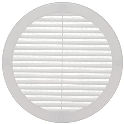 Vent Systems 20 cm vitt Soffit-ventilationskåpa med fläns, runt ventilationsgaller, gallerskydd, inbyggd insektsskärm, HVAC-ventilationsgaller för