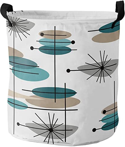 Cesta De Lavandería Óvalos Modernos Con Patrón De Mediados De Siglo Canasta De Lavandería Elegante Cestos De La Ropa Sucia Grande Cesto Para La Ropa Para Baño Sala Familiar,40X50Cm