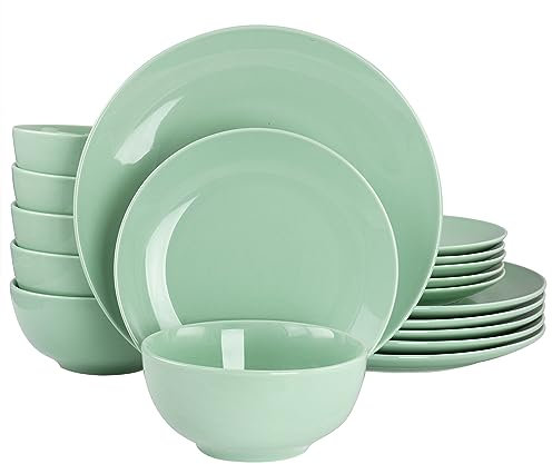 Elama Luna Porcelain Dinnerware Set (Mint), Service for 6, 18 Piece
