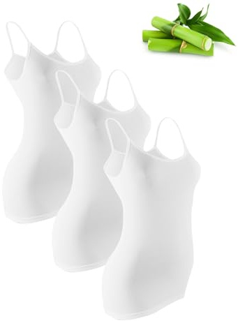 Basic Treasure Pack de 3 Camisetas de Tirantes Mujer, Bambú Premium (Blanco, XL)