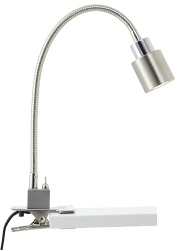 Lightbox Klemmlampe - einstellbar - inkl. LED - GU10-300 lm - 3000 K - flexible Schreibtischlampe mit Kippschalter - 37 x 27 cm - für das Büro - aus Metall/Kunststoff - in Nickelfarben/Chromfarben