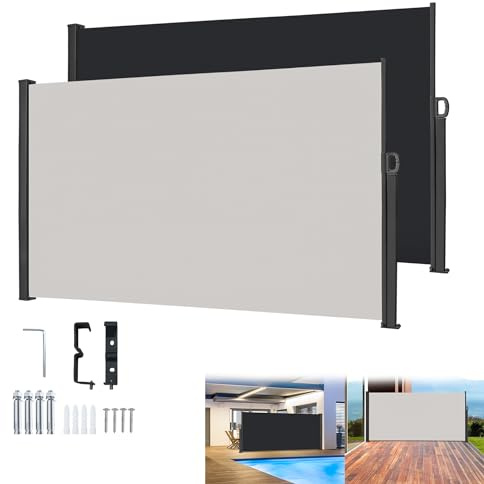 YRHome Tenda da sole laterale, allungabile, protezione dal vento, per giardino, balcone, tenda laterale, tenda da sole, 200 x 300 cm, colore: antracite