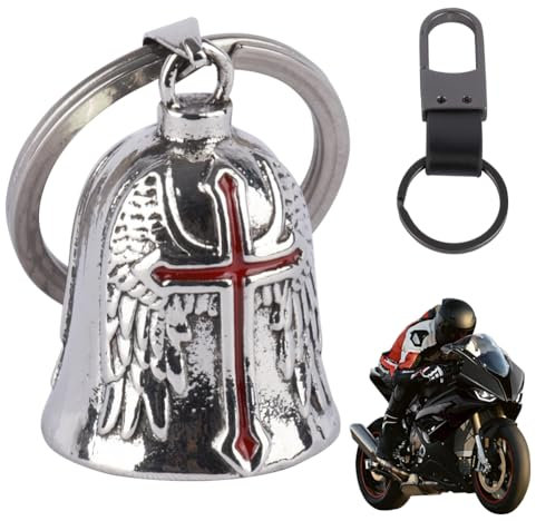 Mulor Llavero Moto Campana Guardiana Lucky Bell Templar Cross Bell Llavero de Motocicleta con Anillo Colgante para Coches Eléctricos Bicicletas Motociclistas