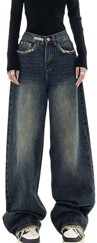 Baggy Jeans Dam Baggy Y2k Pojkvän Jeans Hög Midja Hip Hop Rak Vintage Denim Byxor Sommar Fritid Streetwear Byxor Breda Ben JeansTonåring Streetwear