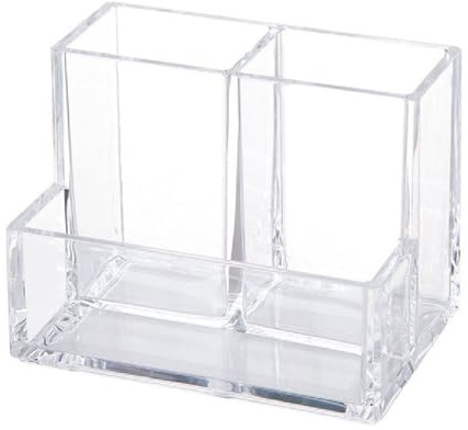 MINGZHE Porte-stylo en Acrylique Transparent à 3 Compartiments, Grande Capacité, Organisateur de Rangement de Bureau, Boîte de Rangement de Maquillage pour Accessoires de Bureau, Pinceaux Cosmétiques,