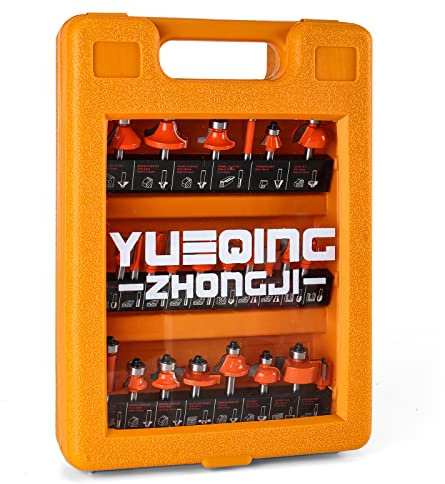 Yueqing Zhongji Router Bits Setof 24 Pieces 1/4 Inch Shank-6.35MM Shnak Router Bit Set T Shape Router bit Set 1/4 Shank for Commercial Users and Beginners