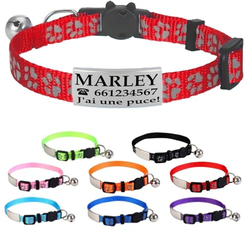 Collier Chat Personnalisé avec Gravure (Rouge)
