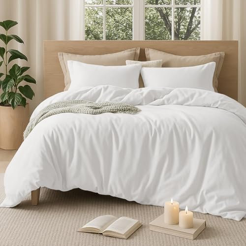 Sedefen Bettwäsche 135x200 cm Baumwolle Weiß,Oeko-TEX zertifizierte Bettwäsche Set,Baumwollbettwäsche mit Reißverschluss und 1 Kissenbezug 80x80 cm