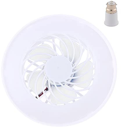 YUOIUX Ventilador de techo E27 con luz LED de 5 aspas, lámpara de ventilador de 5.8 pulgadas, montaje empotrado con convertidor B22 a E27 de 85 V-265 V