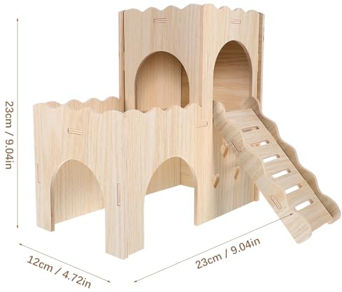 BESTonZON Cachette pour Cobaye Hamster ou Chinchilla Maison Bois avec Échelle Abri pour Hamster Maison pour Cobaye