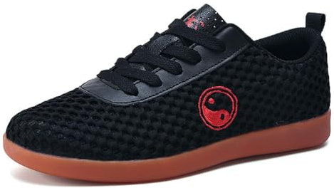 Tai Chi Scarpe Sportive per Gli Uomini Antiscivolo Tradizionale Scarpe da Arti Marziali Traspirante Kung Fu Training Sneakers,Nero,41 EU