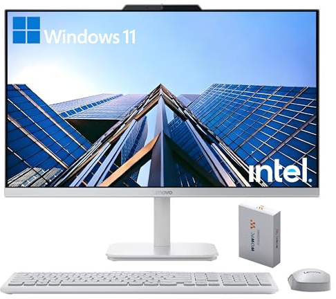 Lenovo 24 FHD All-in-One Desktop Computer for Home & Office, Intel Processor, 16GB RAM, 500GB External + 128GB PCIe, Business AIO, Vent-Hear, HDMI, Bluetooth 5.2, Wireless Keyboard & Mouse, Win 11
