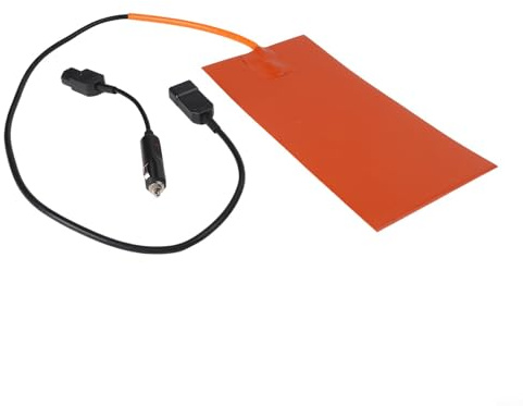 Silikon-Heizmatte 12V 100W mit Thermostat für Lebensmittel-Lieferung, Schnelle Wärmeverteilung bis 250°C, 152x304mm Heizkissen für Pizzas und Warmhaltebeutel, Orange