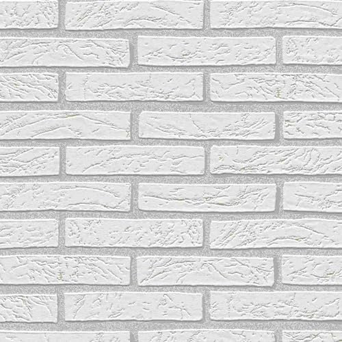 BRICOFLOR Papier peint fausse pierre et brique blanc rustique Style vintage pour une ambiance chaleureuse et moderne
